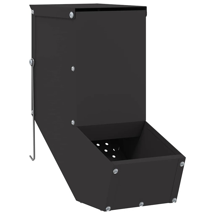 vidaXL Nyúl Etető Fekete 12, 5 x 26 x 28, 5 cm Hidegen Hengerelt Acél 874603