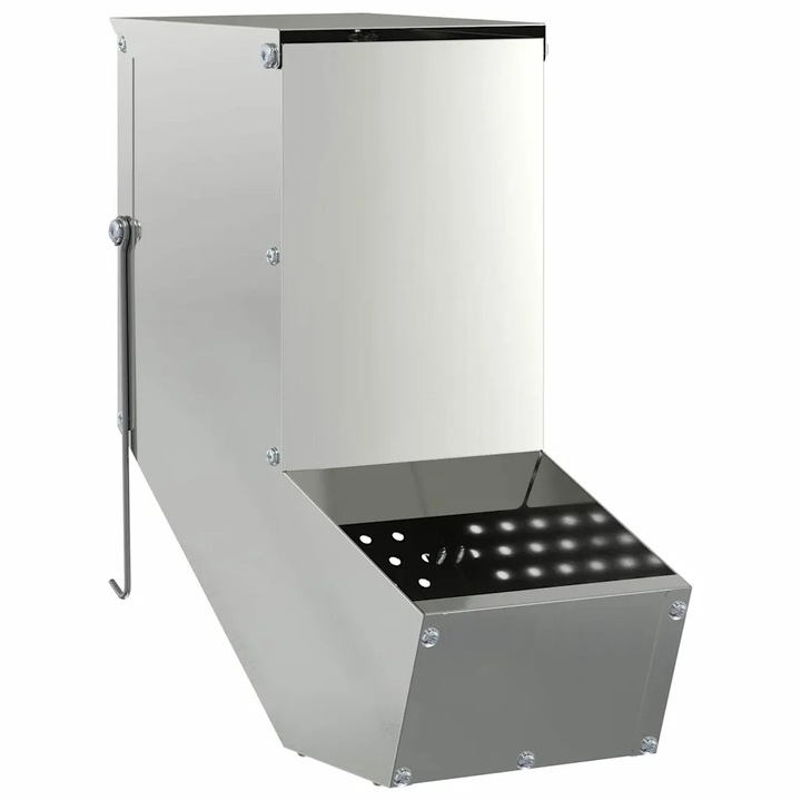 Хранилка за зайци vidaXL, галванизирана стомана, сребрист, 12, 5x26x28, 5 см, за външна и вътрешна употреба