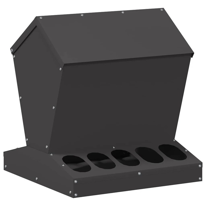 vidaXL Csirke etető Fekete 40 x 40 x 45 cm Hidegen Hengerelt Acél 874678