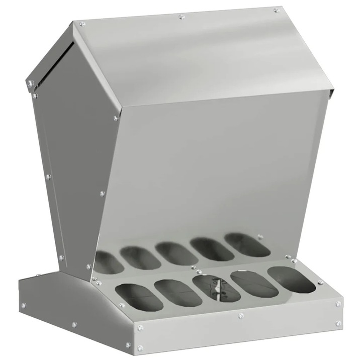 vidaXL Csirke etető Ezüst 30 x 30 x 39 cm Horganyzott acél 874683