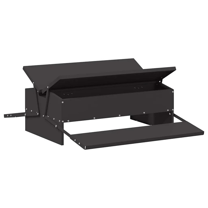 vidaXL Csirke Treadle Etető Fekete 75 x 53 x 20, 5 cm 874675