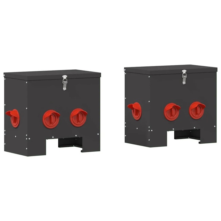 vidaXL Csirke etető 2 pcs Fekete 40, 5 x 25 x 38 cm 879984