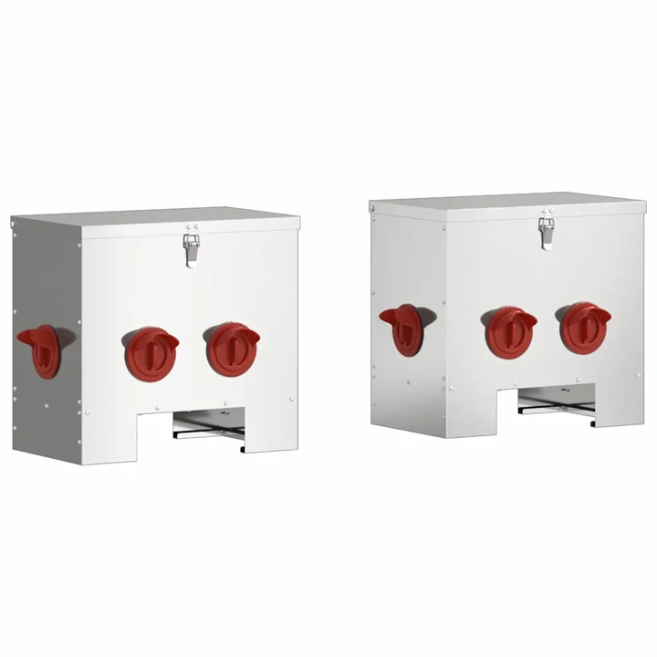vidaXL Csirke etető 2 pcs Ezüst 40, 5 x 25 x 38 cm Horganyzott acél 879986