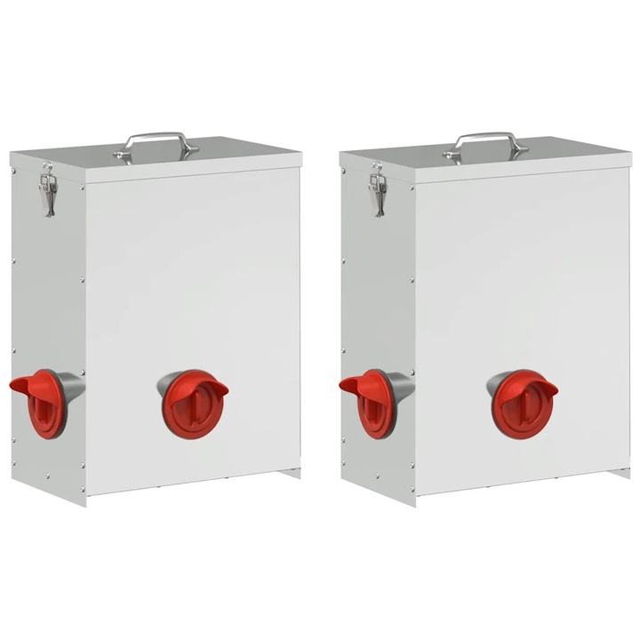 vidaXL Csirke etető 2 pcs Ezüst 32, 5 x 20, 5 x 43 cm Horganyzott acél 879992