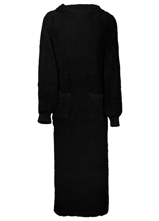 Халат KINN vidaXL, черен, 2XL, 100% памук, големи предни джобове