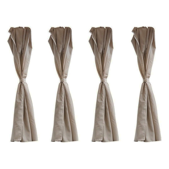 Комплект 4 странични платна за градински шатра JUP 19923251 DC, 4 бр, Всеки 3 × 1.9 м, С цип, Водоустойчив, Супер здрав Oxford плат, 390 гр/м², Светло Кафяв