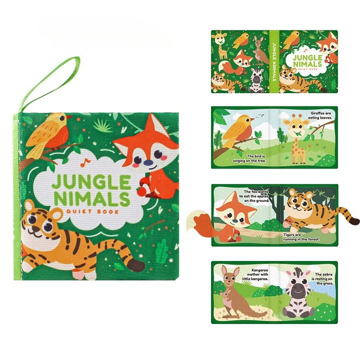 Интерактивна текстилна книжка за бебета, устойчива на късане, учене на цветове, многоцветна