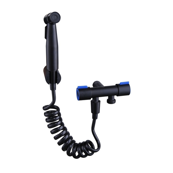 Dus bideu pentru toaleta, negru, instalare usoara, design modern