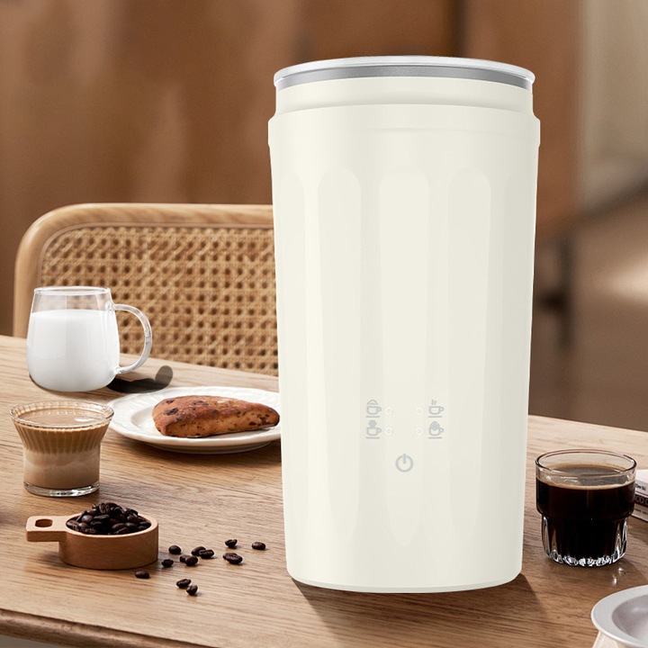 4-in-1 tejhabosító készülék, Ultrixe levehető tejhabosító, 300W, meleg és hideg habosítás, 300ml, tejmelegítő funkció, automatikus kikapcsolás, lattéhoz, csokoládéhoz, cappuccinóhoz, frappéhoz, bézs