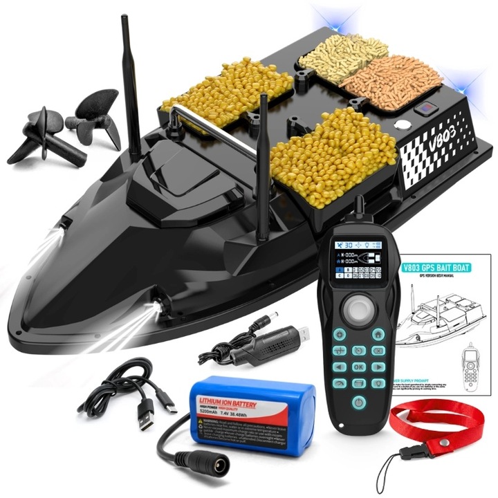 Barca Plantat, Nadit si Momit iUni V803, GPS, 5200mAh, 4 cuve, 3kg, 500m, 15km/h