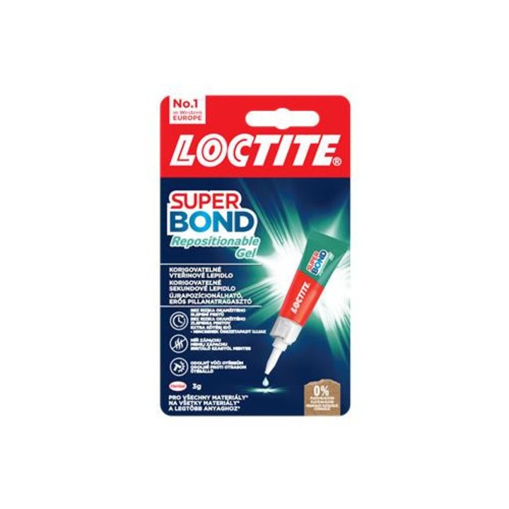 Pillanatragasztó gél, 3 g, HENKEL "Loctite Super Bond Repositionable Gel"