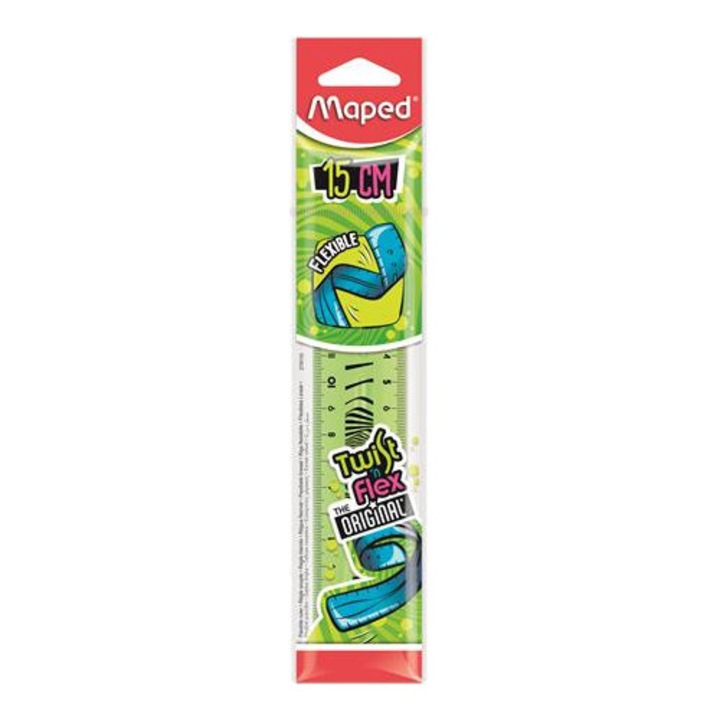 Vonalzó, műanyag, törhetetlen, 15 cm, MAPED "Twist'n Flex"