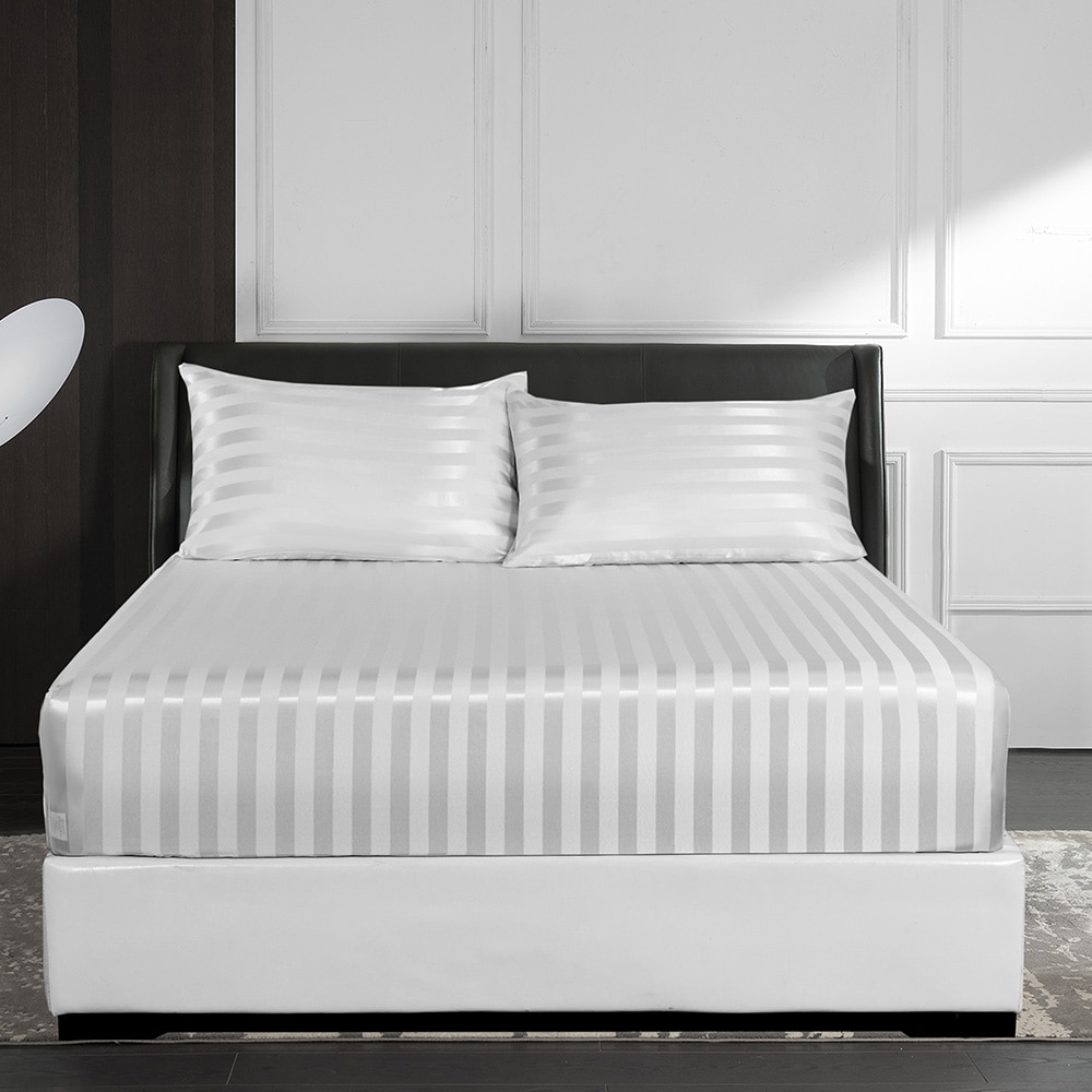 Pat Moale Cearsaf de pat cu elastic satin – Extrem de moale, ca matasea, alba ...