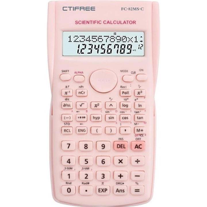 CTIFREE FC-82MS-C PINK rózsaszín tudományos számológép, 80x155mm, 2 év garancia
