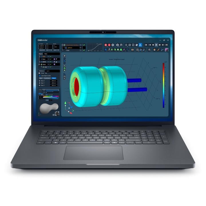 Лаптоп Dell Pro Max 18 Plus MB18250, BTO104.MB18250.EMEA, 18", Intel Core Ultra 7 265HX (20-ядрен), NVIDIA RTX PRO 3000 (12GB GDDR7), 64GB 6400 MHz (2x32GB) DDR5, Сив