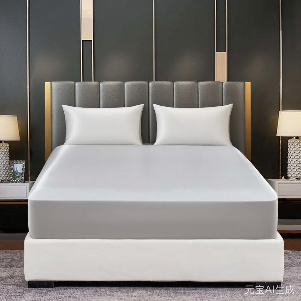Pat Moale Cearsaf de pat cu elastic satin– Extrem de moale, ca matasea, alba ...