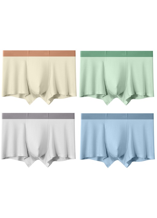 Set lenjerie intima barbati, boxeri scurti, antibacterieni, multicolor, bumbac cu fibra lunga, 4 bucati