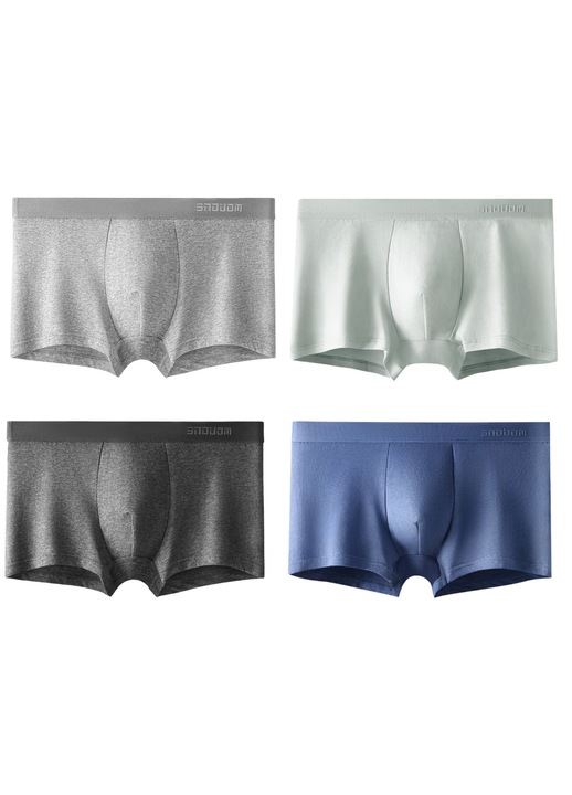 Lenjerie intima barbati, boxeri scurti, antibacterieni, multicolor, bumbac, set 4 buc.