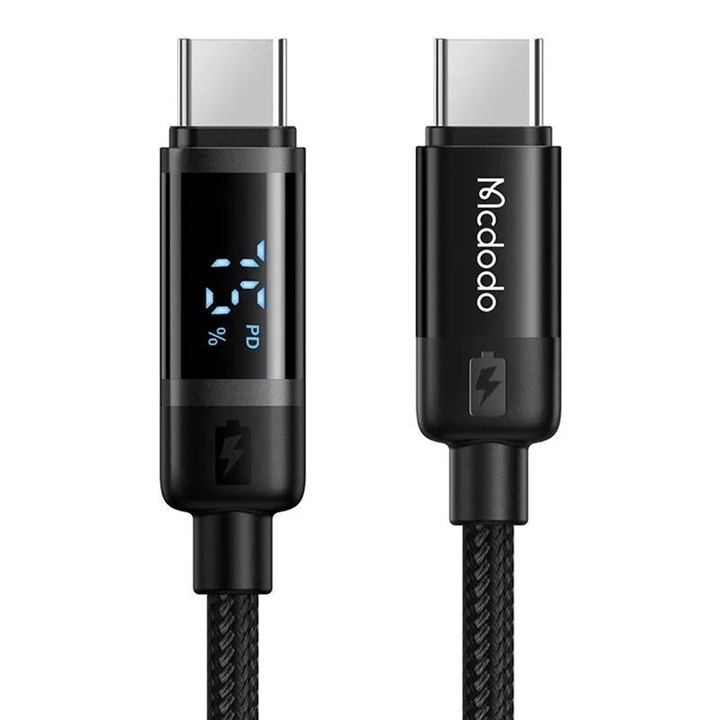USB-C - USB-C adat- és töltőkábel, 1,2 m, Mcdodo, fekete színű, CA-5780