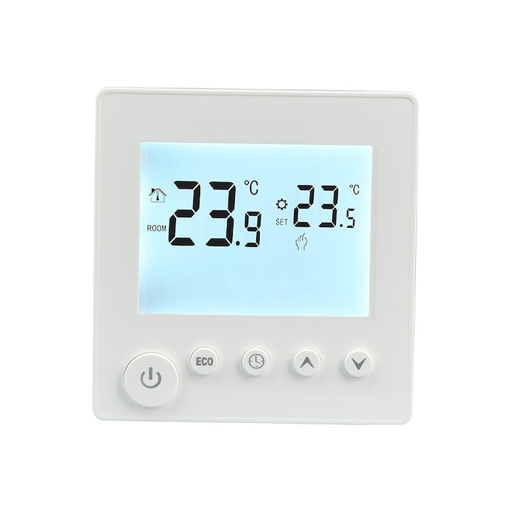 Termostat LCD pentru incalzire in pardoseala, 25A, cu cablu senzor de 3m
