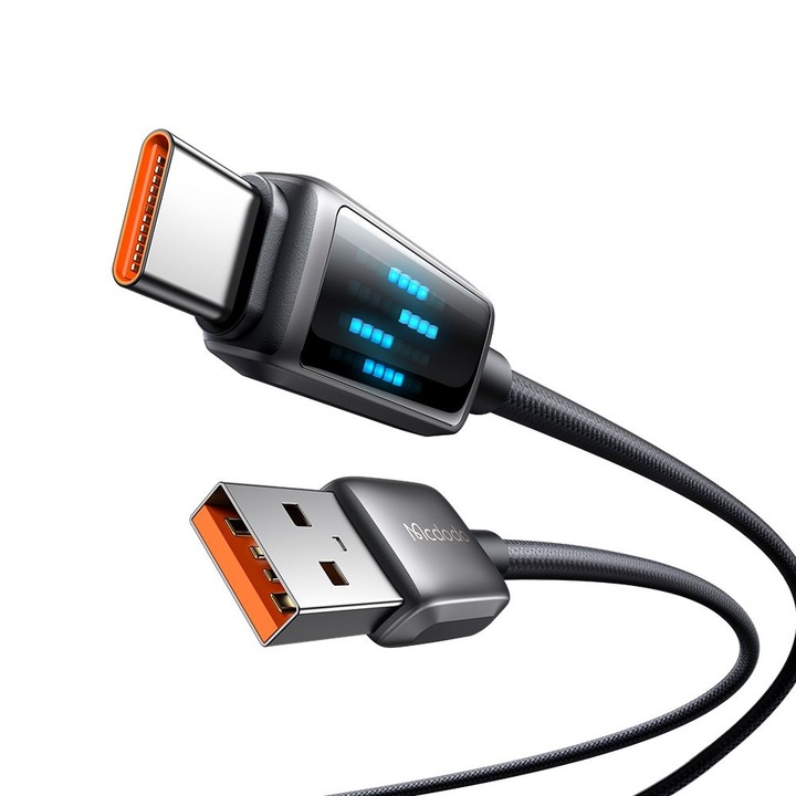 Cablu, Type-C la USB-A, Afisaj LED, 6A, 1.2m - Mcdodo - Negru