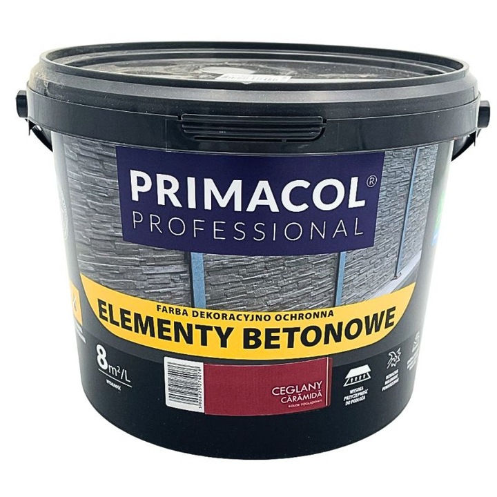 Vopsea pentru beton, Primacol, 2.2 l, rezistent la intemperii, aplicare usoara, culoare caramida