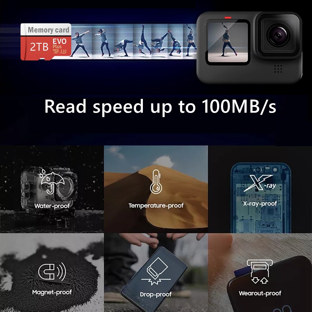 100mb Camera Card microSDXC 2TB EVO Plus cu adaptor, viteza citire 100MB/s, pentru ...