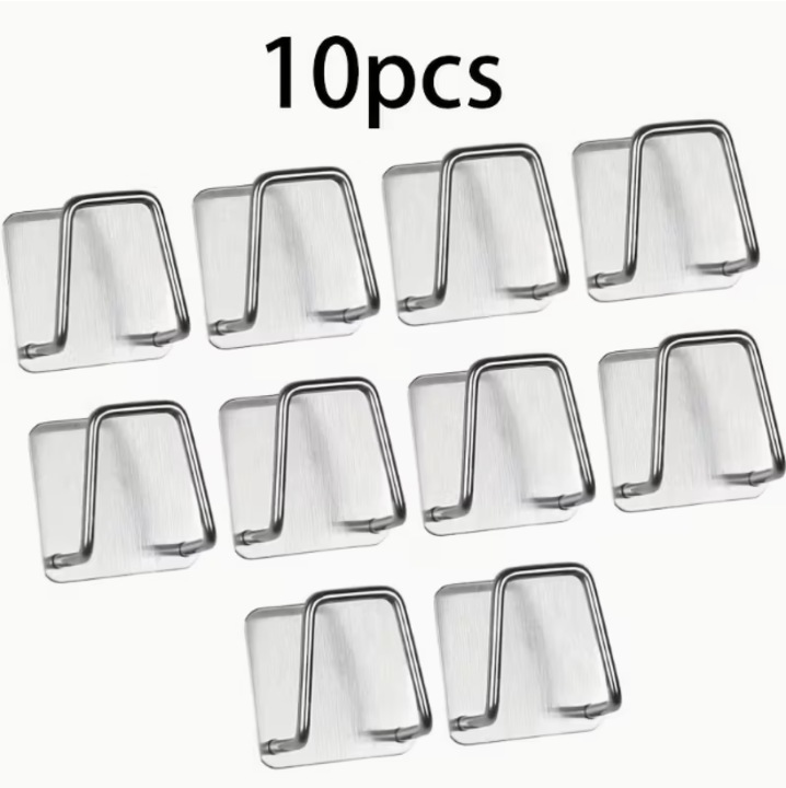 Set 10 suporturi burete inox pentru chiuveta bucatarie, argintiu