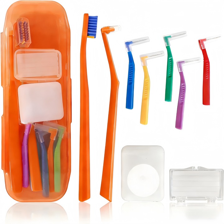 Set de Igienă Orală pentru Aparat Ortodontic, 9 Periute, Multicolor