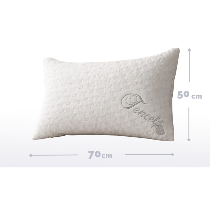 Възглавница с натрошена мемори пяна TENCEL CONFORT, 50X70см, Сваляща се и перяща се калъфка от Tencel влакна, Регулируема твърдост/височина