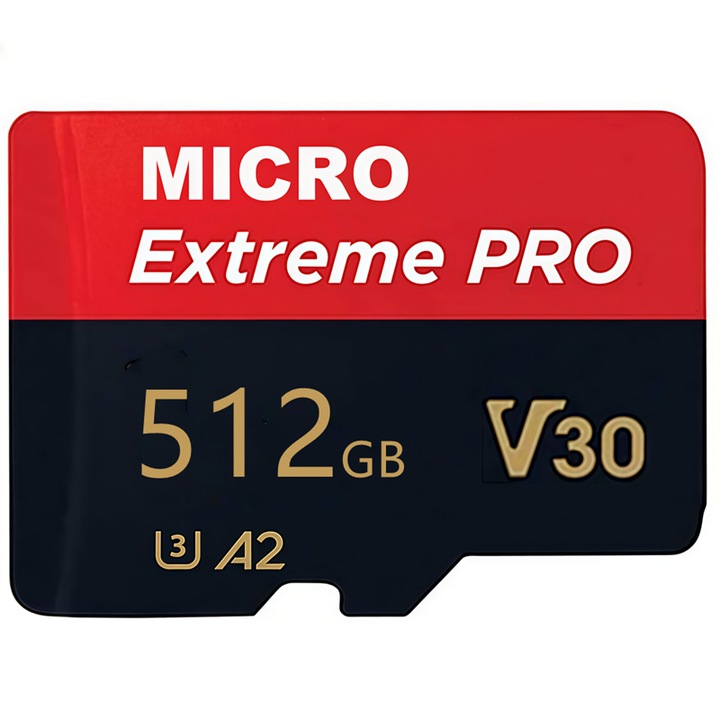 Card memorie MicroSDXC 512GB UHS-I U3 V30, adaptor SD, rezistent