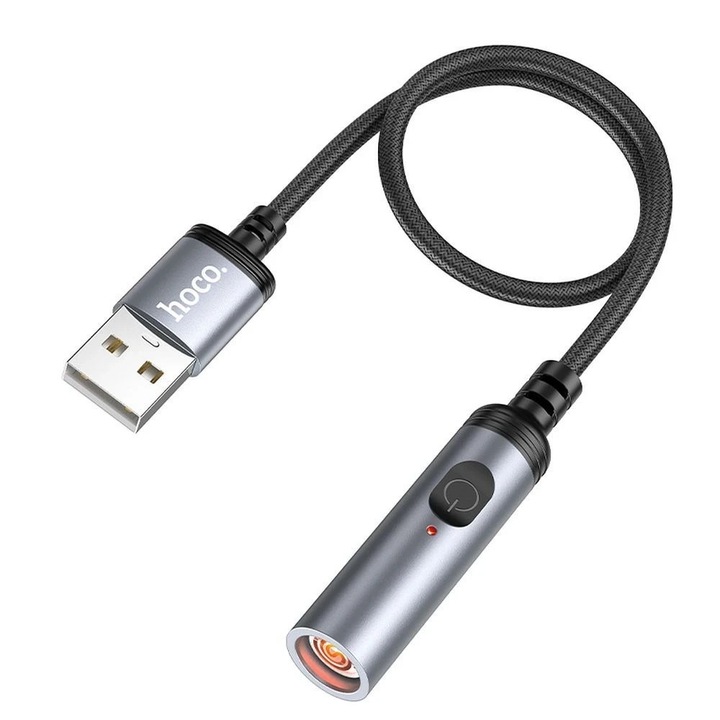 Szivargyújtó adapter, HOCO, UA30, USB-A, 30 cm, fekete/ezüst