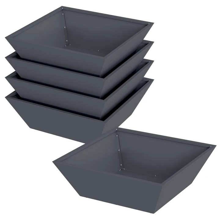 vidaXL Vaza pentru Gradina 5 pcs Antracit 50 x 50 x 15 cm