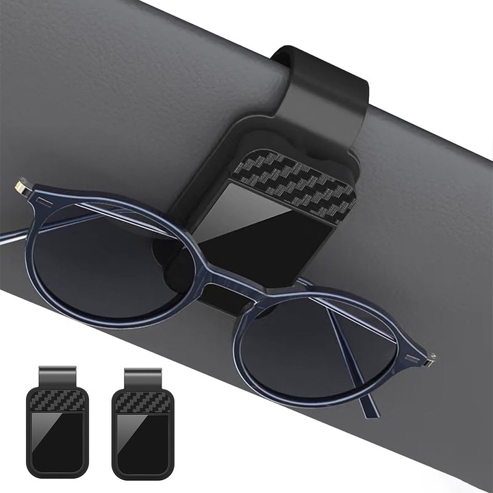 DUAIU 2 db-os autós napszemüvegtartó készlet - Gyors klip és biztonságos rögzítés, kompatibilis a legtöbb autóval, teherautóval és SUV-val, szerszámmentes telepítés, fekete