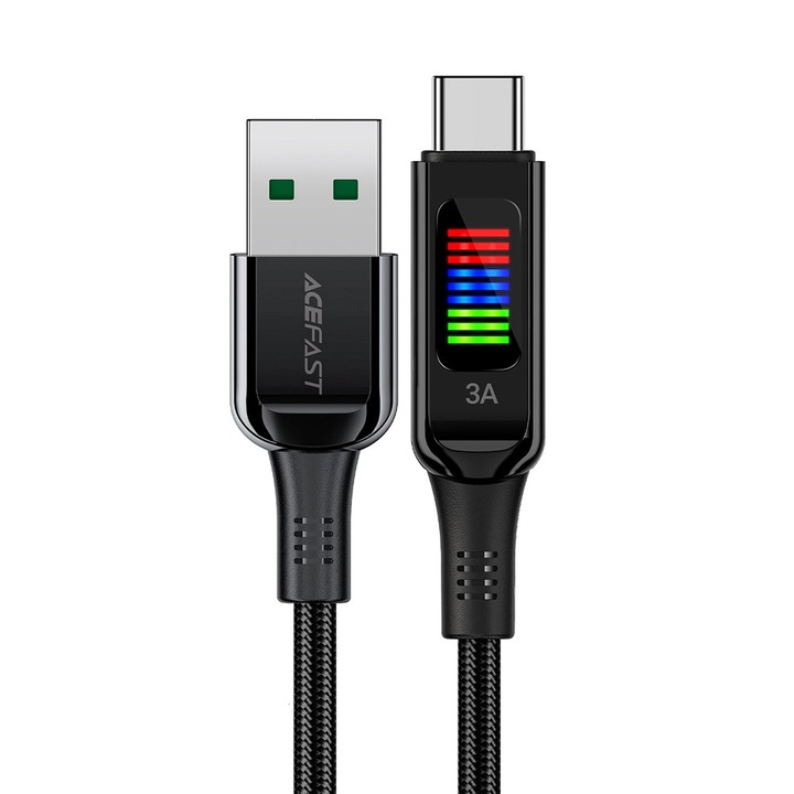 USB-USB-C adat- és töltőkábel, 1.2 m, Acefast, fekete, C7-04