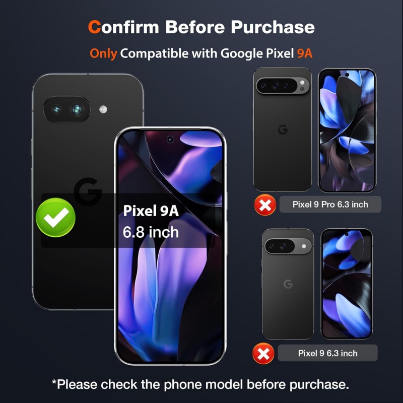 Folie protectie ecran si camera compatibile cu Google Pixel 9A, set 2+2, sticla securizata, transparenta, 9H, anti-zgarieturi