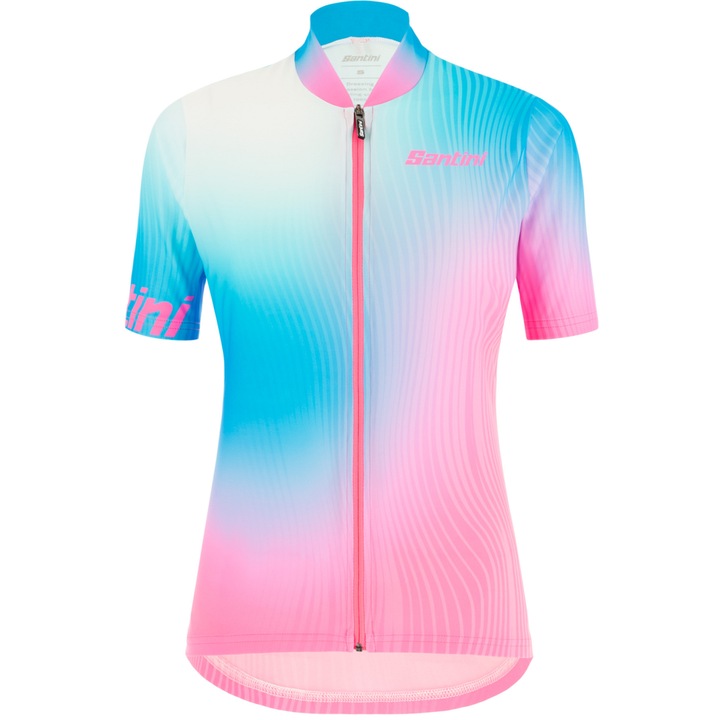 Tricou ciclism MTB dama Santini Terra, Roz/Albastru, XL