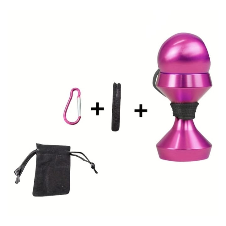 Jucarie interactiva, Mini Kendama sabie de jad, cu bila pentru varful degetului ce se poate rasuci, incepatori, anti stres, roz