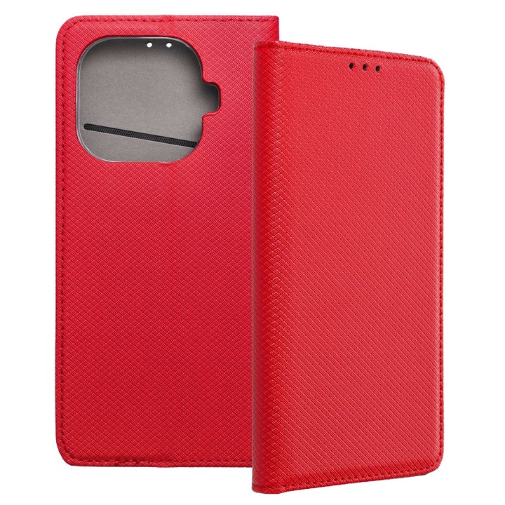 Xiaomi 15T Pro 5G kompatibilis telefontok, könyvtok, bankkártyatartós, mágneszáras, piros, Smart Case book