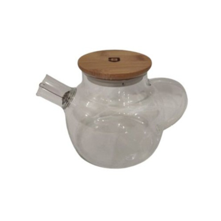 Чайник за 3 души, Термоустойчив, Стъкло, 1000 мл, Прозрачен