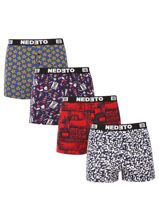Set 4 perechi de boxeri barbati Nedeto, multicolor