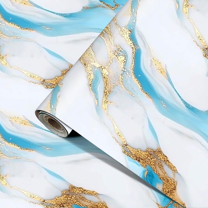 Tapet autocolant din PVC, BOMSTOM, model marmura, 60x500cm, multicolor, utilizare in bucatarie