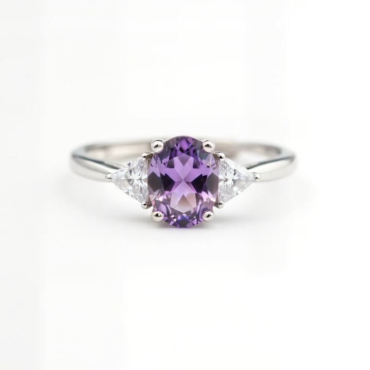 Inel dama Chucai argint 925 zirconiu roz pastel reglabil