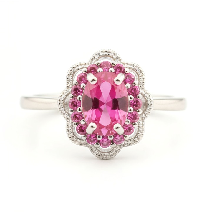 Inel Dama Chucai Royal, Zirconiu Rosu, Cristale, Placat cu Argint, Reglabil