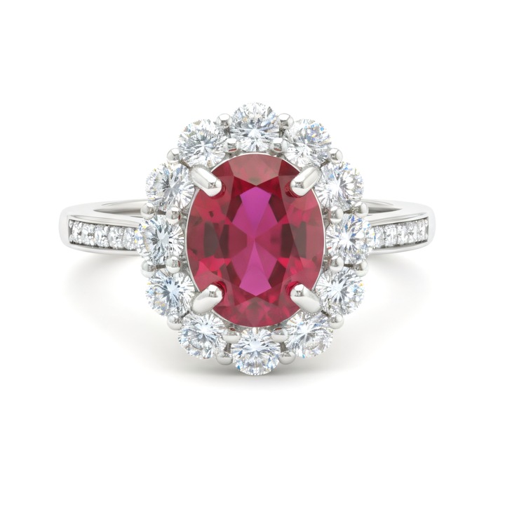 Inel dama Chucai Pigeon Blood zirconiu, rosu, arginta, reglabil