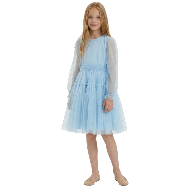 Rochie eleganta fetite MaLuna Holly, tul, bleu, Albastru deschis