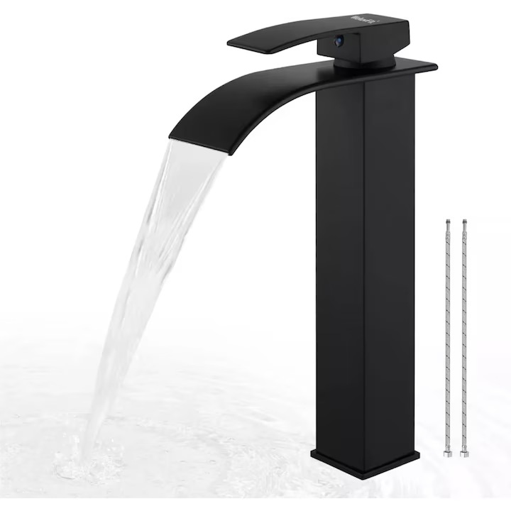 Mosdó csaptelep, rozsdamentes acél, egykaros, modern megjelenés, matt fekete