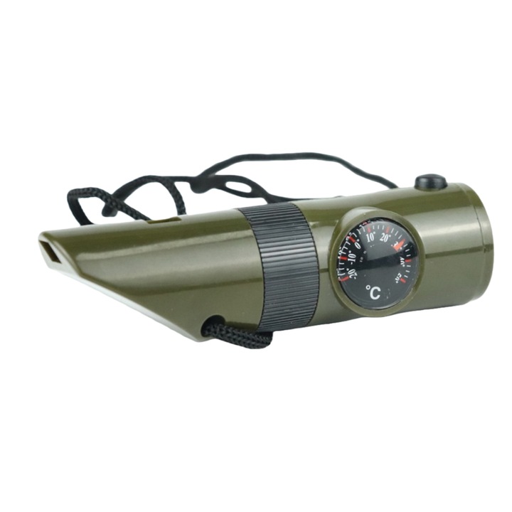 Dispozitiv supravietuire 7 in 1 HCUSR, verde militar, 7 functii, compact