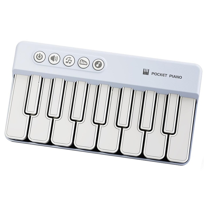 Pian electronic portabil, WEPZSXO, 3 tonuri, 15 melodii, albastru, 15.2x8.2cm