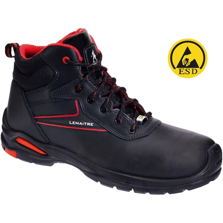 Bocanci de protecție ESD Lemaitre George High S3, cu vârf de aluminiu, talpă PU/PU, 43